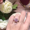 Alianças de casamento DODO rosa para mulheres retângulo brilhante zircônia cúbica promessa noivado senhoras joias de luxo anillos mujer DD515