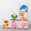 Cube Składane pudełko do przechowywania Cute Cartoon Slidea W Kosz Kontener Filc Tkaniny Składane Przenośne Bins Zabawki dla dzieci Organizatorzy 210309