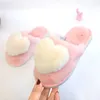 Fashion Women Cotton Slippers Ladies Winter Cute Love Heart Plush Flat Slides Indoor Non-slip Woman Warm Slippers Home T