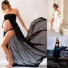 Черные белые сексуальные платья для беременных для фотосъемки Фотографии реквизиты женщин беременности платье кружева длинные без бретелек maxi платья q0713