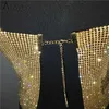 Glitter NIGLUB Backless Tank Top Vrouwen Sexy Metal Crystal Diamonds Lovertjes Night Club Party Wear Crop Top 210709