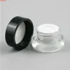 3G 3ML lege reizen mini clear glazen crème pot pot kan met zwarte zilveren kap innerlijke witte zeehond make-up cosmetische container 20pcshigh qualtity