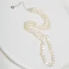 Gioielli del girocollo della perla della perla della perla d'acqua dolce naturale per le donne Wedding 925 Argento Argento Commercio all'ingrosso