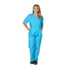 Wholesale Customized Womens Sets Top Nurse Uniform New Solid Color Pocket V-neck Nursing Work Y1028