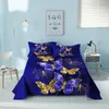 Lakan sätter vackra fjärilar Fairy Bed Sheet med fodral Lyxig mysig lägenhet 3D tryckt sängkläder till sovrummet