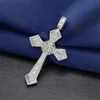 Gold Long Diamond Cross Pendant 925 Sterling Silver Party Wedding Wedding Pendants Naszyjnik dla kobiet mężczyzn Moissanite Biżuter