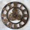 Wall Clocks Handmade 3D Retro Clock Vintage Luxury Gear Wooden Saat Roman Numerals Design For Home Living Room Decoration4407524