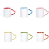 NEWBlank Sublimation 11oz Ceramic Mug with Heart Handle 320ml White Ceramic Cups with Colorful Inner Coating Special Water BottleCoffee CCD8