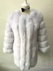 Zadorin S-4XL冬の高級Faux Foxの毛皮コートスリムロングピンクレッドブルーフェイクの毛皮のジャケット女性の偽の毛皮のコートマントーフォーリュール210927