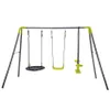US Stock 3 in 1 Metal Swing Set for Backyard, Heavy Duty A-Frame, Height Adjustment342m