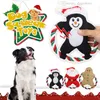 Christmas Squeaky Plush Dog Toys Stuffed Chew Toy with Cotton Rope Tough Puppy Interactive Plaything Set for Small Medium Pets Santa Claus Gingerbread Man H08