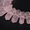 15.5 "Strand Natural Rose Quartzs Faseted Double Point Luźne Koraliki, Surowe kryształowe klejnoty Plasterka Kulka Bullet Wisiorek Do Tworzenia Biżuterii