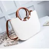 Waist Bags High-end Straw Woven Bag Solid Wood Handbag 2021 Trendy Simple All-match Shoulder Messenger Fashionable Female
