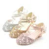 Chaussures plates Enfants Sandales Girl High Heels Princess for Girls Glitter Bowtie Heel Robe