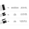 Kit de câble d'extension de base, femelle à mâle 18AWG EXTENSION PSU à manches Cordon d'alimentation / Kits de câble 1x ATX 24P CPU 8P 2x PCI-E 8P