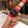 브랜드 시계 남성 여성 숙녀 소녀 3 다이얼 스퀘어 스타일 빨간 가죽 스트랩 쿼츠 손목 시계 G117