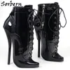 Sorbern Lockable Zipper Ankle Boots For Women Ballet High Heels Sexy Fetish Shoe Drag Queen Transgirls Booties Lace Up Plus Size
