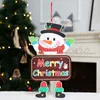 Ornements de Noël carton porte fenêtre suspendus pendentif bienvenue joyeux noël planches décorations de noël père noël bonhomme de neige w-00787