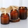 100 250 500 ml Vintage Clear Amber Glass Candle Packaging Jar met aluminium zwart deksel in bulk