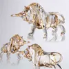 H&D Charm and Lucky FengShui Crystal Statues Wall Street Bull Figurine Sculpture Home Office Desk Decorative Collectibles Gift 210811