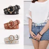 Denim Jeans Shorts PU Leather Woman Girls Fashion Pin Round Buckle Belt