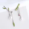 Stud 2021 Bamboo Earrings Female Retro Chinese Style Asymmetric Small Fresh