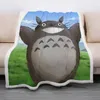 Cartoon Totoro Personaggio divertente Coperta Stampa 3D Sherpa Morbide coperte per divani sul letto Tessili per la casa Stile da sogno