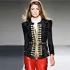 Мода зимняя взлетно-посадочная полоса дизайн наполеон куртка женская роскошь золотые кнопки шерстяные цепные кисточки ткань женские 210527