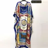 Vêtements ethniques Koweït Mode Blogger Recommander Imprimé Caftan De Soie Maxi Robes Lâche D'été Plage Bohème Longue Robe Pour Dame