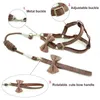 Soft Pet Harness and Leash Collar Set Adjustable Lovely Bow Nylon for Small Medium Dog Leashes Outdoor Walking Pet Supplies 210712