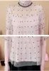 Chemisiers femme chemises Blusas Mujer De Moda 2021 Blouse femmes manches courtes été chemise hauts col montant point mousseline De soie D41
