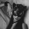 BDSM Sexig svart röd läderkattmask för Halloween Cospaly Party Vuxen Catwoman Fetisch Söt bandband Bunny Ears Mask Costume Props 29082841