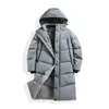 Winter Medium and long Men's Down Hooded warmth Outerwear Printed logo Outdoor sports coat European American fashion brand