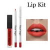 Custom Private Label 2 in 1 Lip Gloss Liner Kit Whole Waterproof 12 Colors Matte Liquid Lipgloss Lipliner Pencil Set No Logo M217n