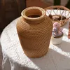 秋のラタン織り花瓶の花瓶ファッションテーブルテーブルトップ装飾植物植木鉢210623