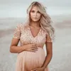 #57 Pregnancy Clothes Short Sleeve Women Pregnants Maternity Photography Props Sequined Solid Dress Vestido Boho Embarazo