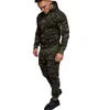 2 Parça Eşofman Erkek Askeri Hoodie Setleri Spor Kamuflaj Kas Adam Sonbahar Kış Taktik Tişörtü ve Pantolon 4XL