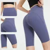 Leggings de verano Pantalones de yoga para mujer Ejercicio físico Ajustado Correr Desnudo Levantamiento de cadera Elástico Cintura alta Bolsillo trasero Cinco puntos