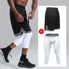 Men Basketball Sets Sport Gym QUICK-DRY Workout Board Shorts With Tights For Male Soccer Exercise Hiking Running Fitness Set