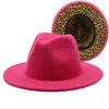 Fedoras Female Male Leopard Felt Fedora Hat for Women Men Wide Brim Hats Woman Man Jazz Panama Cap Ladies Autumn Winter Caps Wholesale