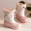 Girls Unicorn Snow Boots Waterproof Slip Resistant Cold Weather Shoes Brand Boy Girls Rubber Boots for Kids Fashion Sneakers 211108