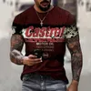 Homens camisetas Mens Castrol Vintage Manga Curta Homens Camiseta 3D Impressão Letras Étnicas Harajuku Moda Tees Masculino Collar Tops Verão