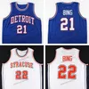 Retro personalizado Dave Bing #21 #22 College Syracuse Orange Basketball Jersey Men's costing Branco azul qualquer nome Número Tamanho S-4xl Vest Jerseys