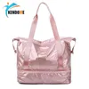 2020 Pink Sports Bag Mulheres Fitness Ginásio Ginásio Bolsa À Prova D 'Água Yoga Sacos de fim de semana Light Viagens Swim Duffle Blosa com Compartimento de Sapato Y0721