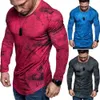 슬림 피트 남자 라운드 넥 긴 소매 근육 티셔츠 캐주얼 티셔츠 탑스 블라우스 0Y1V