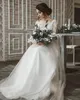 Boho Dresses With 3/4 Long Sleeves Lace Tulle Simple Cheap Custom Made Country Wedding Bridal Gown Vestido De Novia 403