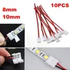 50 stks / partij Geen Solderen 2 Pin LED Strip Connectoren Verlichtingsaccessoires 8 mm 10 mm Power Wire Connector voor 3528/5050 LED's Strips Draad PCB Lint D1.5