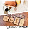 Porte-clés 40 pcs en bois vierge porte-clés étiquettes rectangle / coeur / ovale / bois rond plat pour bricolage artisanat faisant Miri22
