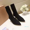 Autumn Winter Socks heeled heel Boots Fashion sexy Knitted elastic boot designer women shoes lady Thick high heels