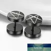 Barbell Dumbbell Stainless Steel Pentagram Studs Earrings for Men Women Punk Gothic Earrings Fashion Jewelry Wholesale